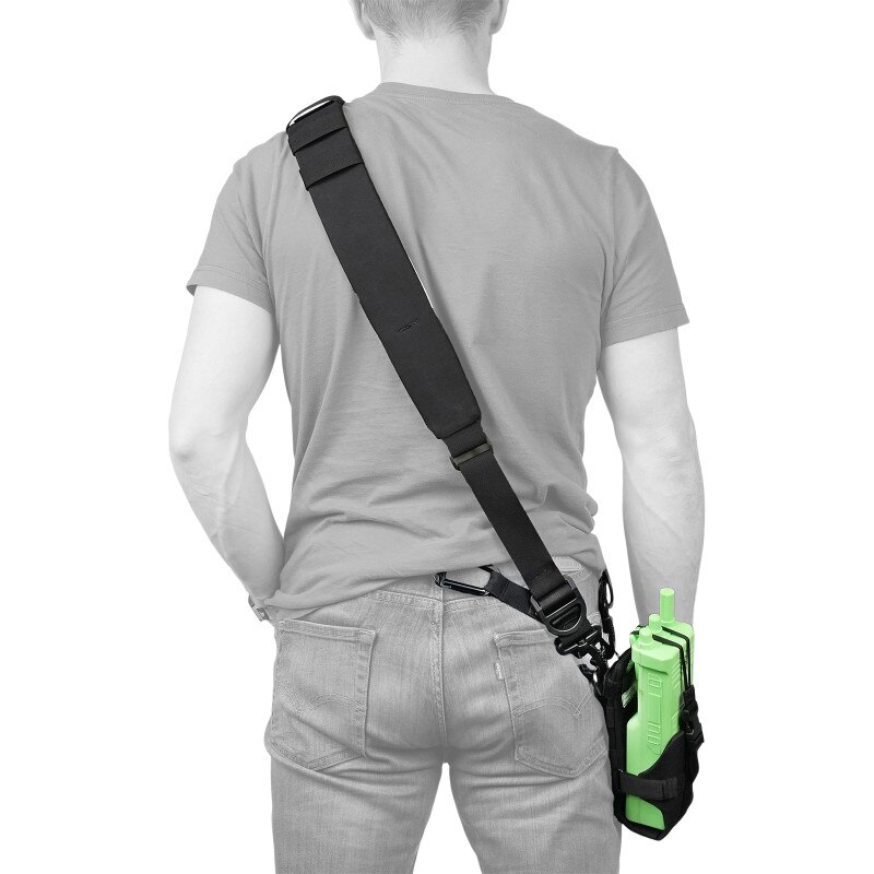 Talk Box Shoulder Sling - Black (With Radio Holster, On Model)